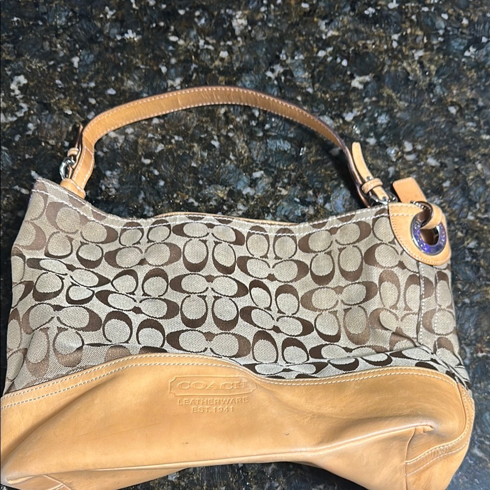 Coach Brown and Tan Monogram Bag